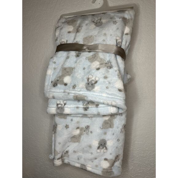 Blankets & Beyond Elephant Baby Security Blanket 28x32" Lovey Set Blue Gray NEW - Picture 5 of 6